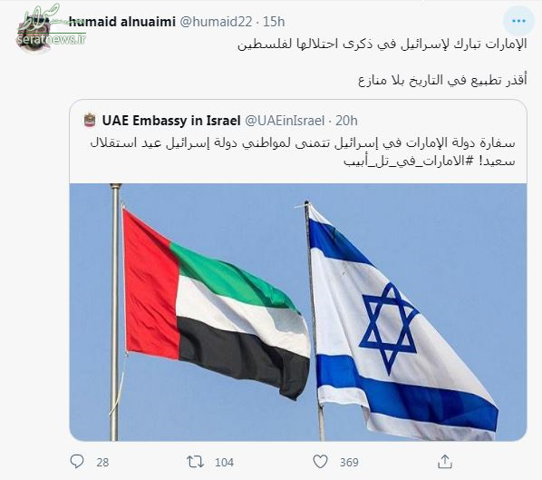 امارات سالروز اشغال فلسطین را به تل‌آویو تبریک گفت!