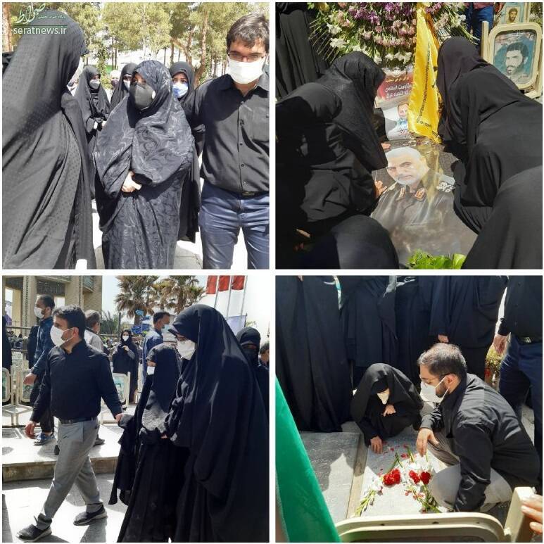 عکس/ خانواده سردار حجازی در مراسم تدفین