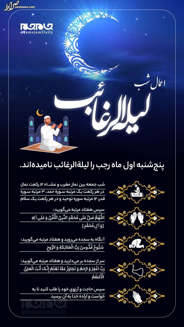 اینفوگرافیک/ اعمال شب لیلة الرغائب