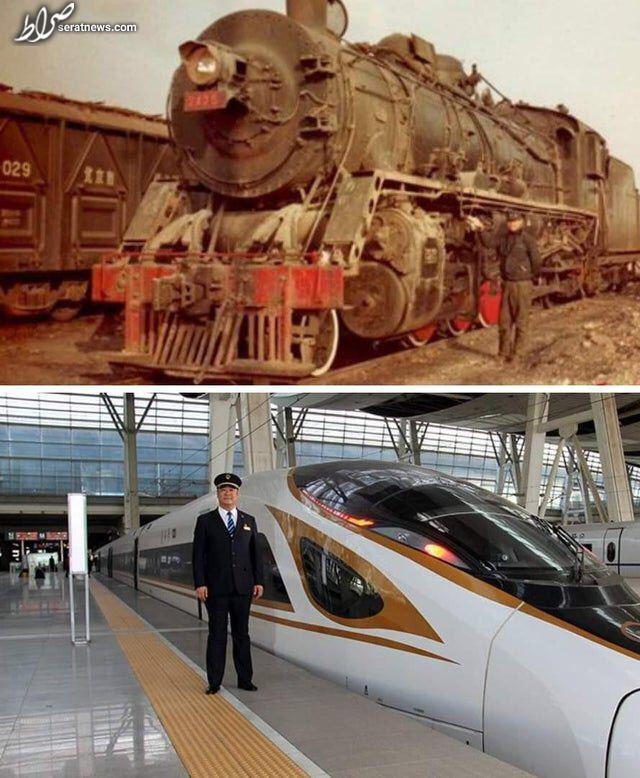 دو تصویر از هان جونجیا راننده قطار چینی، با فاصله ۲۶ سال