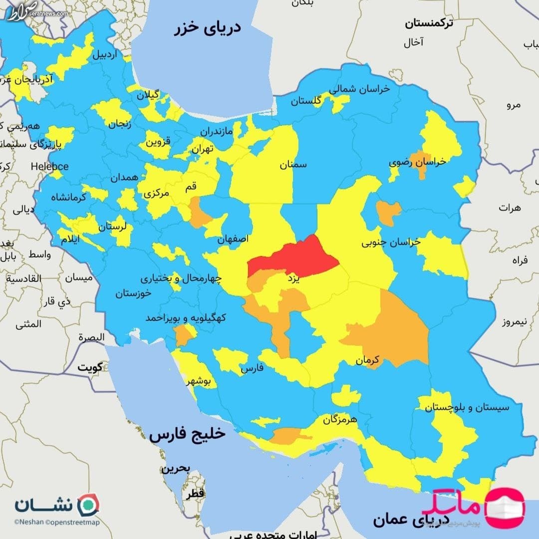 قرمز شدن اولین شهر در نقشه کرونایی کشور در خیز ششم کرونا