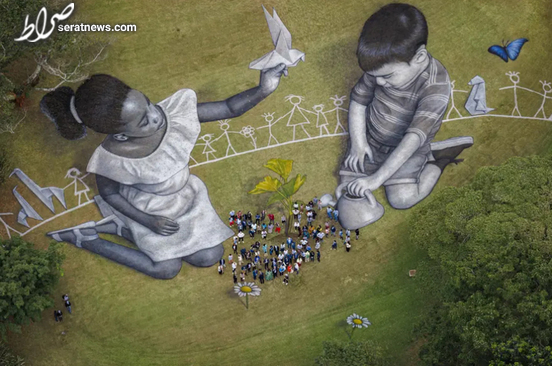 عکس/ نقاشی عظیم یک هنرمند سوییسی- فرانسوی در نایروبی کنیا