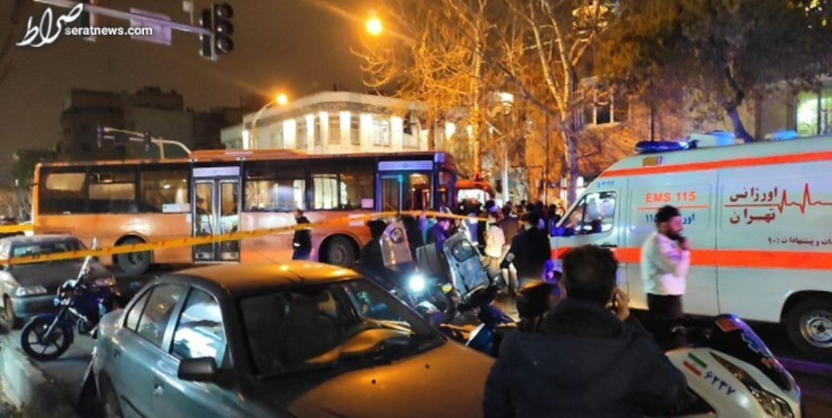 برخورد اتوبوس مسافربری با خودروی آتش نشانی در تهران