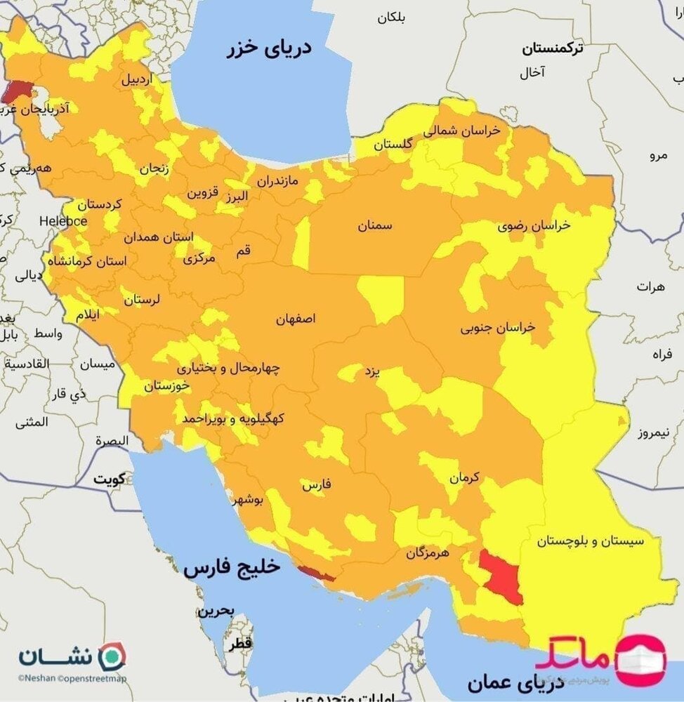 رنگ بندی جدید شهرهای کرونایی اعلام شد