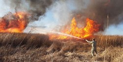 آتش‌سوزی در مزارع سرپل‌ذهاب/ ۲ آتش‌نشان مصدوم شدند