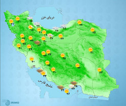 استقرار هوای گرم در جنوب غرب کشور/ بارش پراکنده در سواحل خزر و ارتفاعات البرز