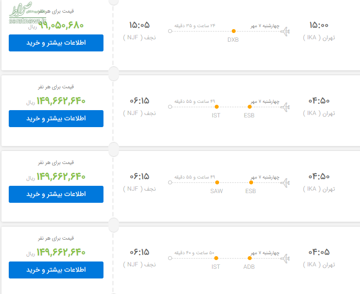 گرانفروشی پروازهای اربعین در کنار قیمت‌های نجومی