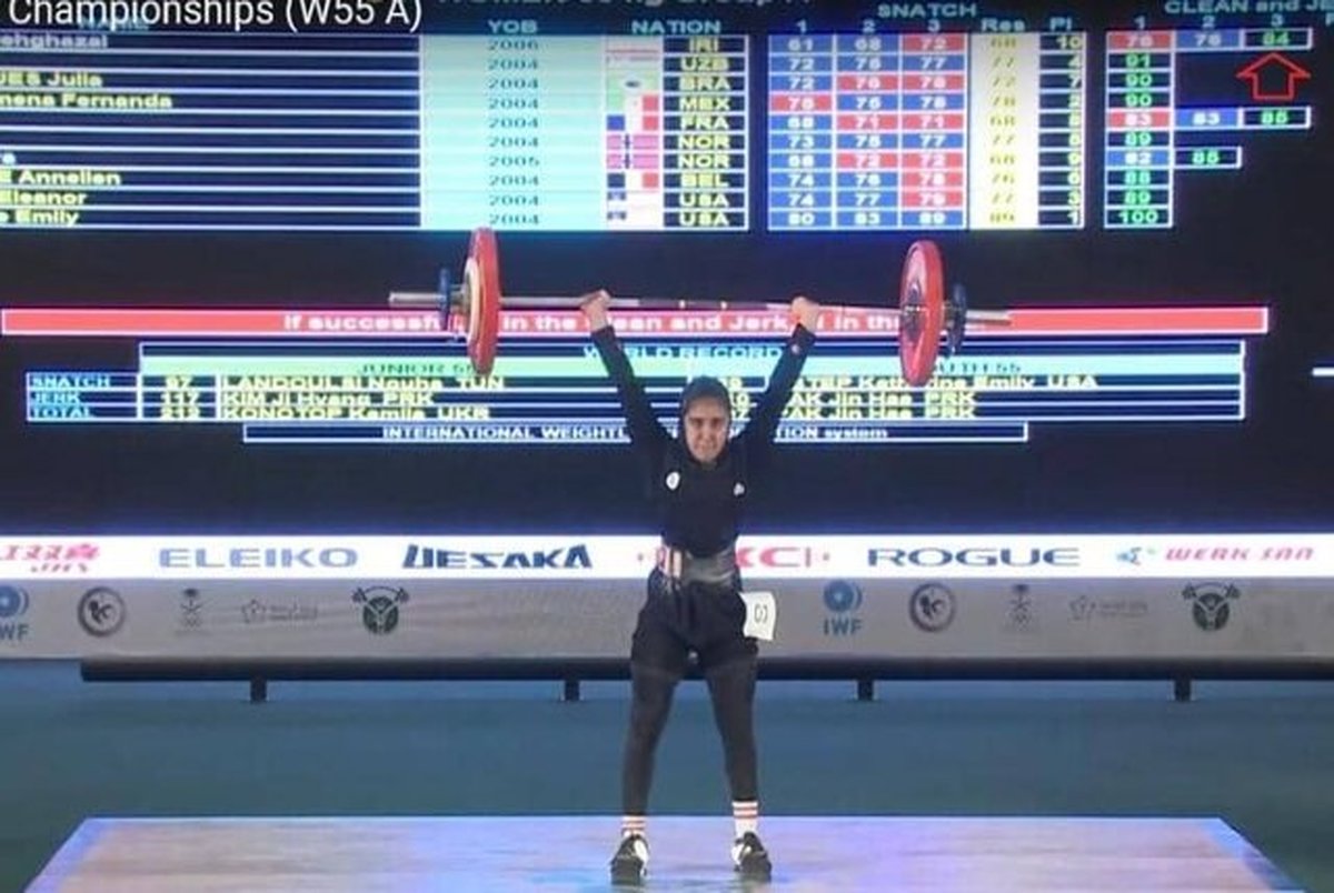 ثبت اولین رکورد دختر وزنه بردار ایرانی در جهان