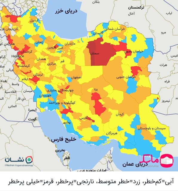 آخرین رنگ‌بندی کرونایی شهر‌های کشور/ افزایش شهر‌های قرمز