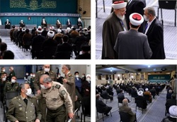 عکس / حضور حسن روحانی و علی لاریجانی در دیدار امروز مسئولان با رهبر انقلاب