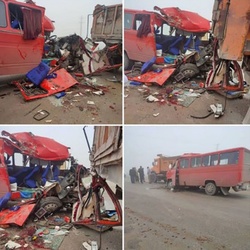 تصاویر / مصدومان حادثه تصادف دانش آموزان در کرمانشاه