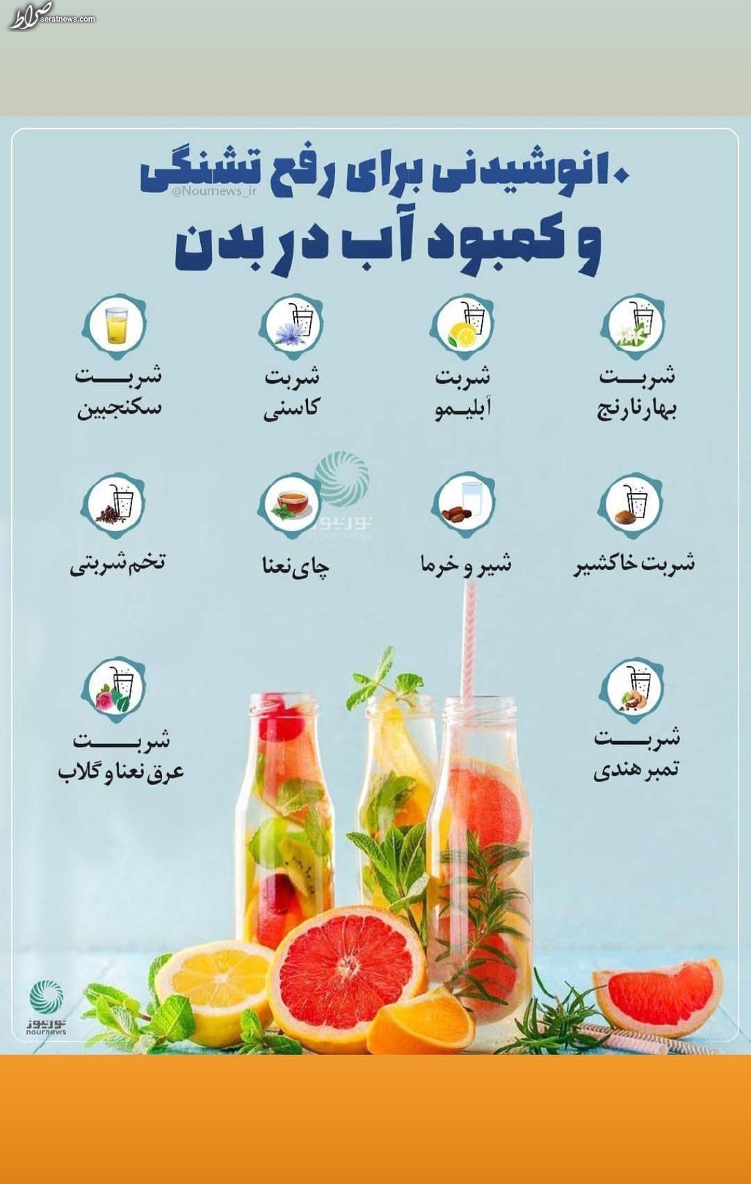 اینفوگرافیک/ ده نوشیدنی برای رفع عطش در ماه رمضان