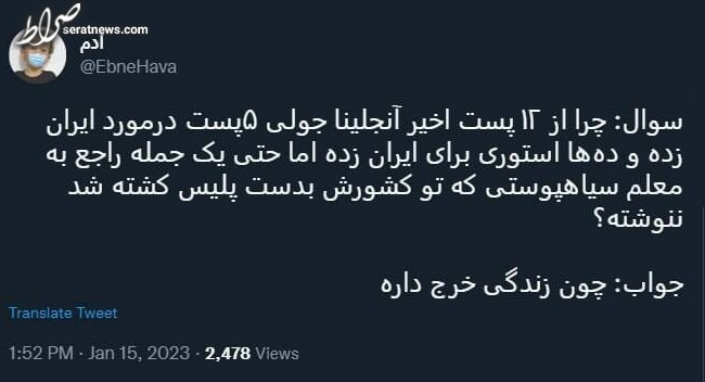 درآمدزایی خانم بازیگر از اغتشاشات ایران