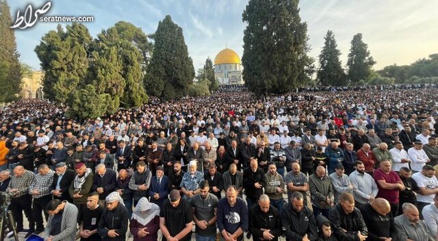 عکس / اقامه نماز عید فطر در مسجدالاقصی