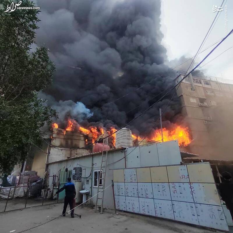 عکس/ آتش سوزی در مرکز شهر کربلا