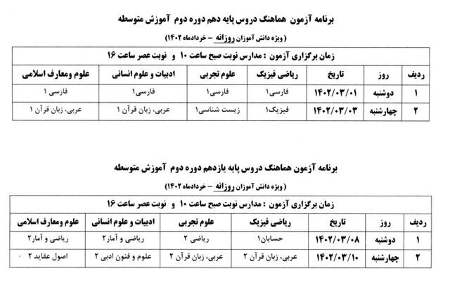 برگزاری امتحانات نهایی از ۳۱ اردیبهشت/ایجاد سابقه تحصیلی برای هنرستانی‌های داوطلب کنکور