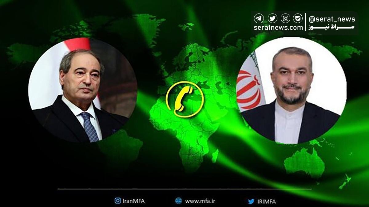 رایزنی وزیران امور خارجه ایران و سوریه در مورد اقدامات تروریستی اخیر رژیم صهیونسیتی