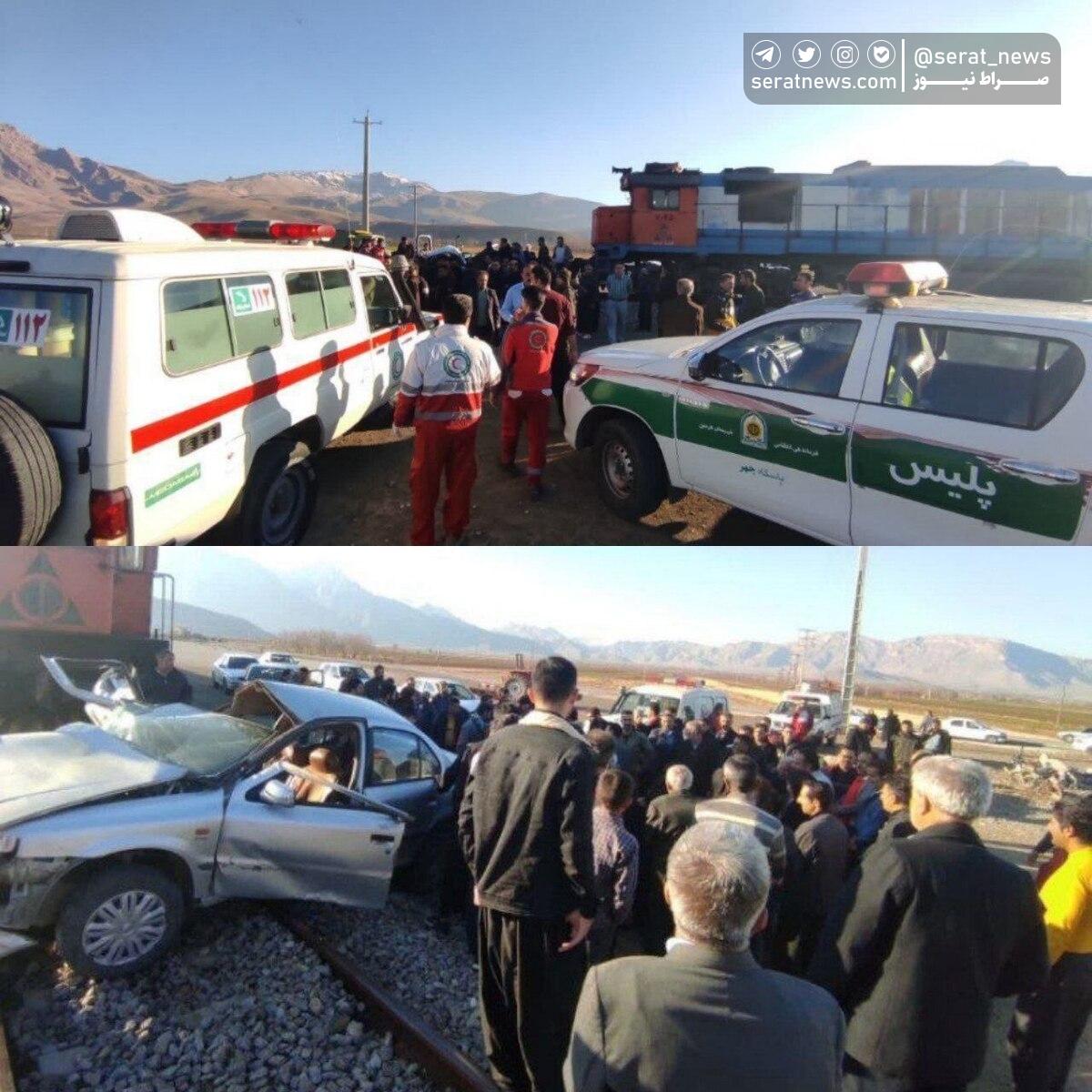 برخورد قطار کرمانشاه - ملایر با خودروی سمند دو کشته برجای گذاشت