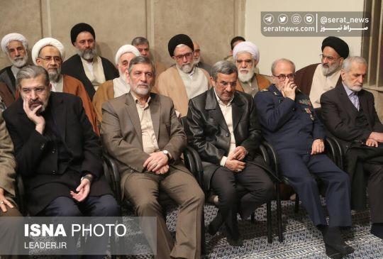 چهره احمدی نژاد در دیدار امروز با رهبر انقلاب (عکس)