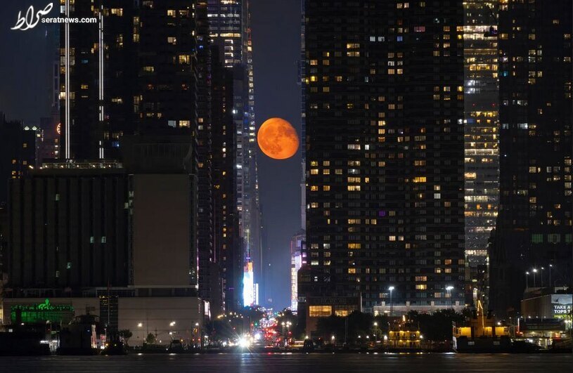 عکس / نمایی شبانه از ماه در شهر نیویورک