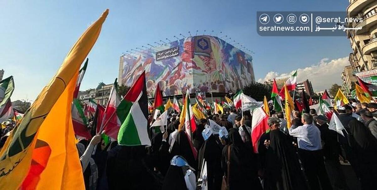 عکس| آغاز تجمع مردمی در حمایت از مردم غزه در میدان انقلاب تهران
