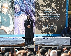 فیلم/ پای مبارزه با رژیم صهیونیستی به مراسم تشییع مهرجویی باز شد