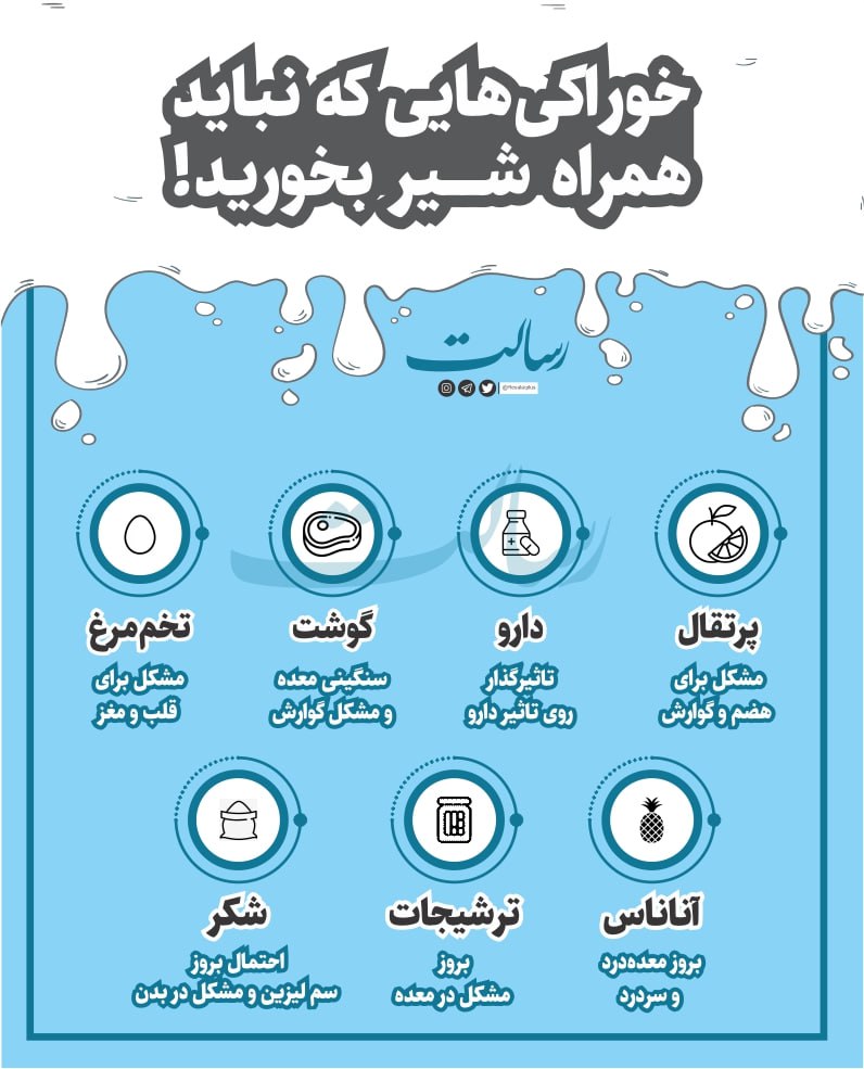 خوردن شیر با این خوراکی‌ها ممنوع