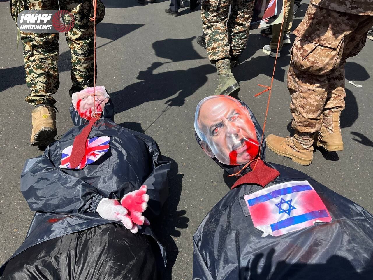 جنازه نتانیاهو بر روی زمین کشیده شد /خشم راهپیمایان از پادشاه انگلستان +عکس