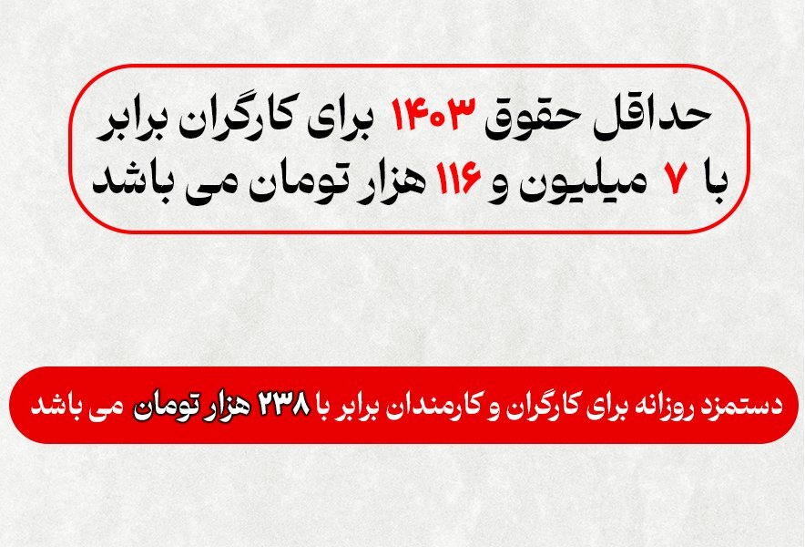 حداقل حقوق ۱۴۰۳ همراه با جزئیات کامل