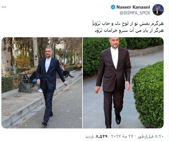 دلنوشته احساسی سخنگوی وزارت خارجه برای امیرعبداللهیان دلنوشته احساسی سخنگوی وزارت خارجه برای امیرعبداللهیان