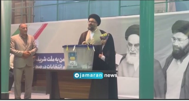 تصاویری از عروس امام و پسرش یاسر خمینی در روز رأی گیری انتخابات ریاست جمهوری / سرلشکر باقری و یک مرجع تقلید هم رأی دادند