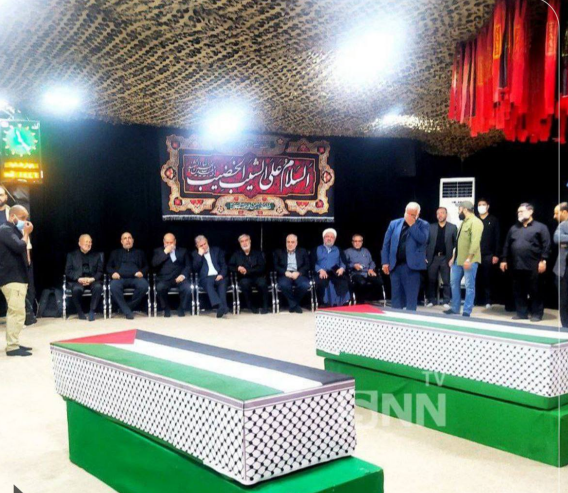 تصویری از مراسم وداع با شهید هنیه و محافظش در معراج شهدای تهران