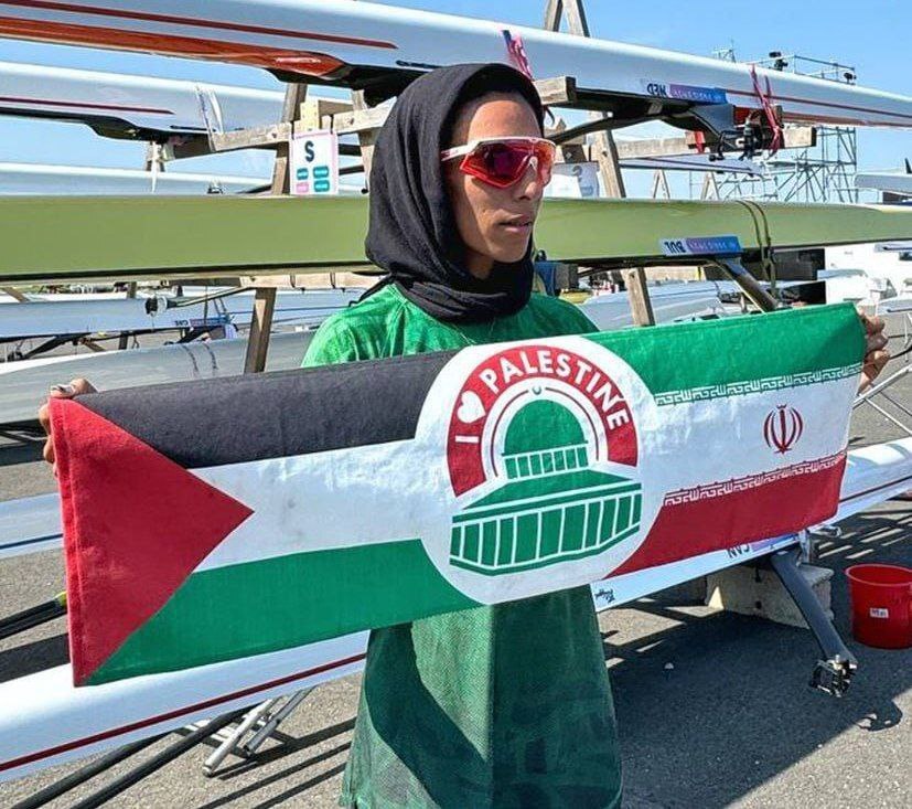 حمایت بانوی قایقران ایران از مردم مظلوم فلسطین