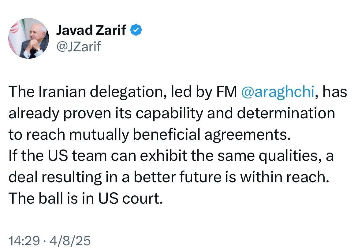 ظریف: توپ در زمین آمریکاست