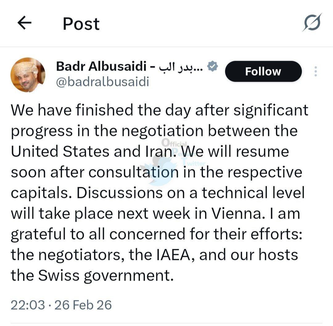 عکس| عمان: گفتوگوها پس از مشورت از سر گرفته میشود عکس| عمان: گفتوگوها پس از مشورت از سر گرفته میشود