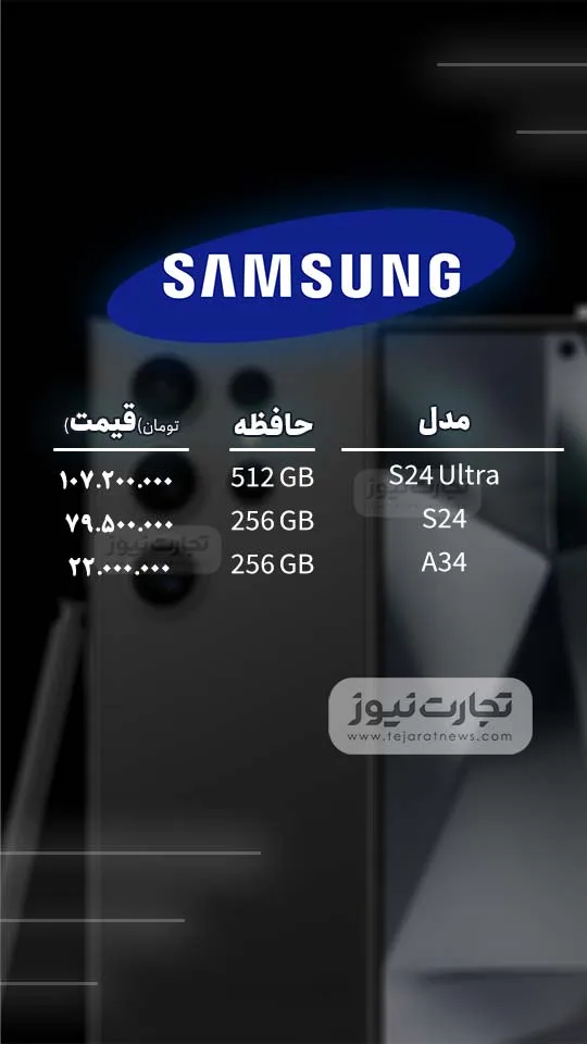 قیمت گوشی موبایل امروز ۷ خرداد ۱۴۰۴ + جدول