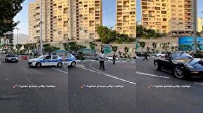 فیلم | بستن خیابان توسط خودروی پلیس برای لوکس‌سوارها در تهران