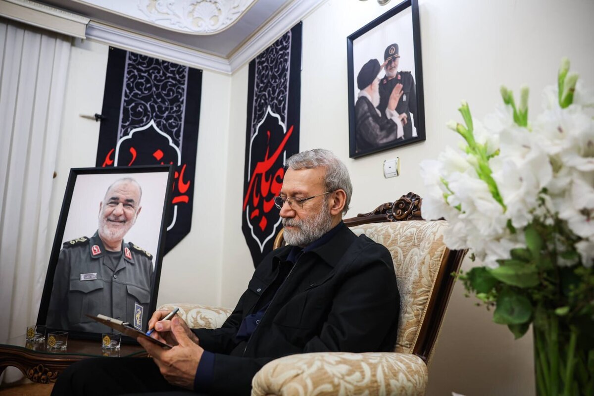 دیدار لاریجانی با خانواده شهیدان باقری و سلامی + تصاویر