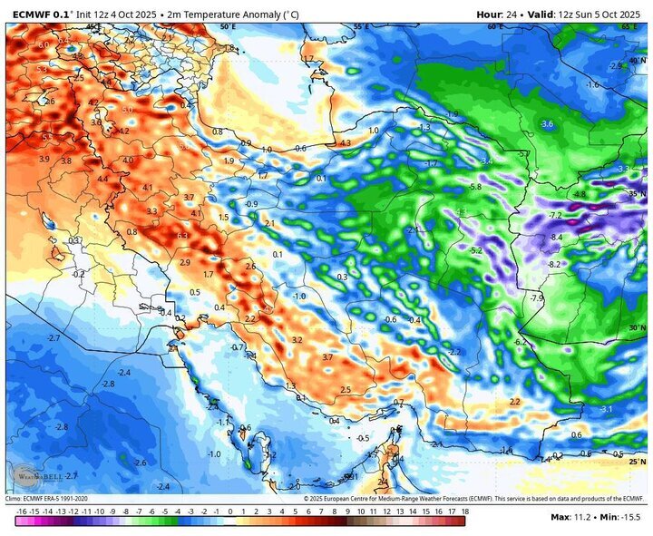 هواشناسی ایران امروز دوشنبه ۱۴ مهر ۱۴۰۴؛ هشدار خطر سرمازدگی در برخی استان‌ها