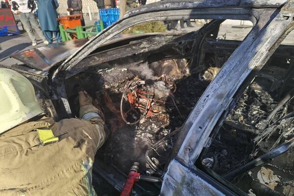 آتش سوزی ناگهانی پژو پرشیا در میدان آزادی+ عکس
