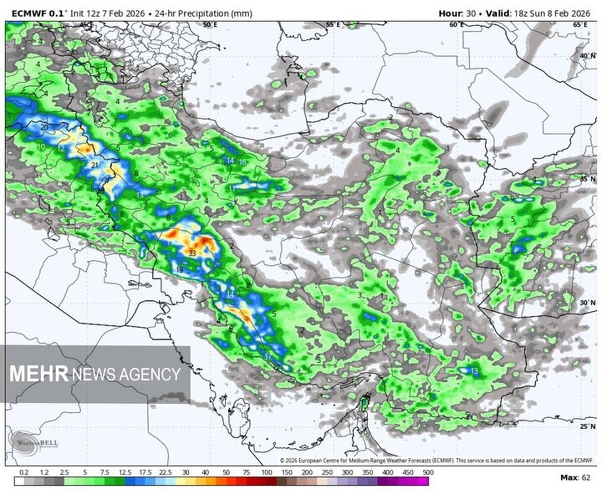 هواشناسی ایران امروز دوشنبه ۱۱ اسفند ۱۴۰۴؛ بارش باران و وزش باد از امروز