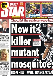  روزنامه «دیلی استار» در صفحه اول خود به مسایلی مهم‌تر از همه‌پرسی اسکاتلند (از دید خود) اشاره کرده است. 