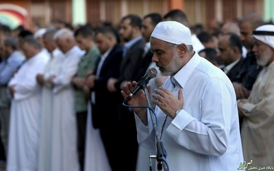  اسماعیل هنیه از رهبران حماس در نماز عید فطر در غزه