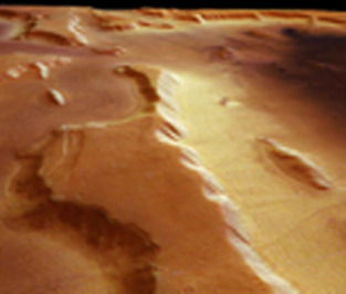 ؛یکی از یخچال های مریخ که لایه گرد و غبار آنرا پوشانده است.