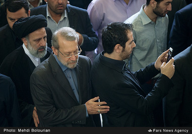 علی لاریجانی، رئیس مجلس شورای اسلامی و حجت‌ الاسلام سید ابراهیم رئیسی دادستان کل کشور