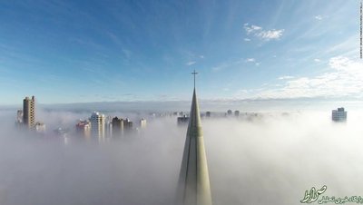برج کلیسای مارینگا برزیل از بالای ابرها هم پیداست.