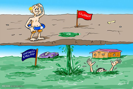 خشکسالی در کالیفرنیا و سیل در انگلیس