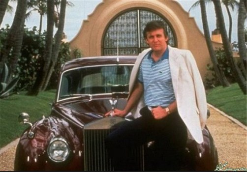  ترامپ جوان در کنار خودروی رولز رویس خود