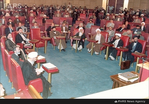 5. آیت الله احمد جنتی در مراسم افتتاحیه اولین دوره از مجلس شورای اسلامی  - 1358