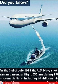  سیدعلی صالحی(بازیگر): دوازدهم تیرماه سالروز جنایت اصابت موشک ناو امریکا یی به هواپیمای مسافربری در خلیج فارس ضمن محکوم کردن این دست فاجعه های شیطانی ، یاد و خاطره هموطنانی که در این حادثه از بین ما رفتن گرامی میداریم